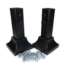 Load image into Gallery viewer, No Welding SLIP FIT 1" Rail Post Repair KIT 2 mounts w/base covers 6 1/2" high one inch rusted broke post pockets INSIDE Bracket Black w/ hardware