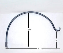 Load image into Gallery viewer, 16"Hook Caps OVER outside Corner solid 1/2" round bar -Hanging plants post mounts solar porch lights! Black Paint