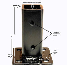 Load image into Gallery viewer, Anvil Rusty Iron Stair Posts 4" Railing Base for 1" Loose Rusted Rails- Hollow or Solid Post, NO Welding Needed Posts Slip-Fit INTO Repair Base -Bolts & Cover