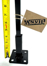Load image into Gallery viewer, Anvil 4" Railing Post Repair Base No Welding Needed for 1" Hollow Rusty metal Broken Handrail posts, 3" Base plate- slips Inside Existing rails 1" Square Tube Step Rails Posts-Bolts-Black powdercoated