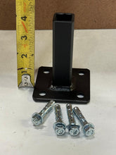 Load image into Gallery viewer, Repair 1" Outdoor Rusty IRON Railings Post 4" Repair mount, for 1 inch rail posts, Needs Welding-On-3 inch Base plates Metal four inch Bracket Solid & Tube posts broken out of cement Black paint w bolts