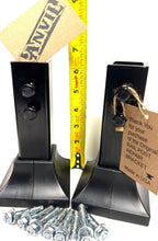 Load image into Gallery viewer, No Welding SLIP FIT 1" Rail Post Repair KIT 2 mounts w/base covers 6 1/2" high one inch rusted broke post pockets INSIDE Bracket Black w/ hardware