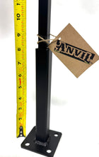 Load image into Gallery viewer, Fix loose outdoor Handrail posts for 1" Rusted Handrail broken post base No welding slips inside rails 1" square hollow only(5) 6" (1) 8" on 3" plate Black paint w Bolts