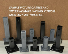 Load image into Gallery viewer, Handrail Bracket posts mount 8" Rail Repair Base No welding slips inside rails 1" square hollow post Black Paint