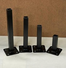 Load image into Gallery viewer, Rusty 1" Metal Outdoor Handrail Post Mount 10” repair Base -for Welding Railings broken out of concrete-bolts-Black paint