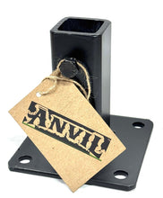 Load image into Gallery viewer, Secure loose railing 1" outdoor metal Handrail Posts repair base 4" H. No Welding-Rail post slides IN Mount 4" base plate Black Paint Bolts