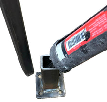 Load image into Gallery viewer, Rail Repair 4"h Step Railing Post Mount-handrail Bracket black metal Posts rusted out of the concrete-NO Welding needed! Black PowderCoated