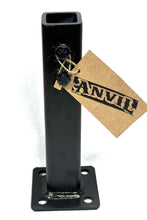 Load image into Gallery viewer, Anvil 8" Railing Post mounts Broken 1" Handrail Repairs- existing Rails 1" Post Slips inside NO Welding needed! 2 PK Black paint w concrete bolts