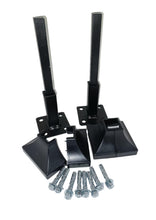 Load image into Gallery viewer, Repair 1" Rusted Out 2 Step Railing Posts 4" Mount No Welding Slips Inside Rails one inch Hollow Post Rail 2 pk KIT Repair Foot on 3" Square Base for Square Tube Posts Black Paint w bolts-plastic covers