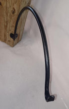 Load image into Gallery viewer, 16"Hook Caps OVER outside Corner solid 1/2" round bar -Hanging plants post mounts solar porch lights! Black Paint