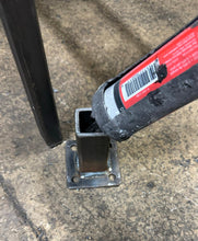Load image into Gallery viewer, Railings Rusted out 1" metal Post Repair SLIP FIT Boots bases 2- 6 1/2" high 1- 8" High FOR 1" Post slips INSIDE Base NO Welding needed! painted Black w Anchor Bolts