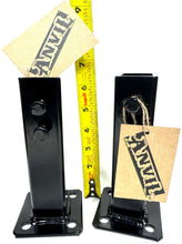 Load image into Gallery viewer, 1" Outdoor railing Post REPAIR Mounting BRACKET NO WELDING 6 1/2" high 2pk 1" broken post Slips INSIDE Boot Black paint & Bolts