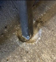 Load image into Gallery viewer, ANVIL'S Core Drilled 1" Outdoor Step Handrail Repair Brackets for Loose Railings Post 6" Steel Grip Rail Mount for Wrought Iron Metal Rails No Welding for 1" Posts Broken Out of The Concrete Black
