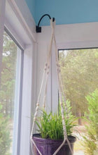 Load image into Gallery viewer, 16" Corner hook Heavy duty made out of solid 1/2 round bar hand forged. Great for hanging plants and solar lights!