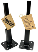 Load image into Gallery viewer, 4" Railing post NO Welding repair mounts 2 pk 3" plates Rusted Handrail posts slips inside rails 1" square hollow post includes hardware!