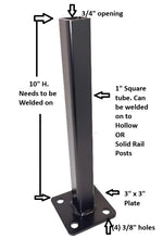Load image into Gallery viewer, Rusty 1" Metal Outdoor Handrail Post Mount 10” repair Base -for Welding Railings broken out of concrete-bolts-Black paint