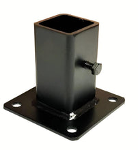 Load image into Gallery viewer, No Welding Outdoor Deck Railing Rusty Post Mounts 4" Repairs 1 1/2"posts SLIPS INSIDE- four " Base plates Black Paint