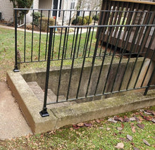 Load image into Gallery viewer, ANVIL No Welding Broken 2+ Step Railing Post Repair Base 3 3/4" H.- FIX Handrails Loose Rusty Metal Outdoor Posts - 1" Hollow Or Solid Posts. Slip-Fit Over Existing 1" Leg Painted Black-w/Bolts