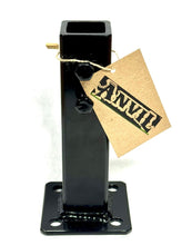 Load image into Gallery viewer, 1" Outdoor railing Post REPAIR Mounting BRACKET NO WELDING 6 1/2" high 2pk 1" broken post Slips INSIDE Boot Black paint & Bolts