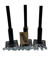 Load image into Gallery viewer, 4"No Welding REPAIR POST bases for 1" Broke railing posts 3 pk 3" plate Rusted Handrail Loose posts slips inside existing rails 1" square hollow post Black & Anchor Bolts