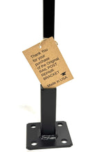 Load image into Gallery viewer, ANVIL Broken 1" Handrail Porch Step Railing Posts mount KIT No Welding REPAIRS slips INSIDE rails 1" square hollow post 3 3/4" Black paint w Base cover & Bolts