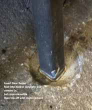 Load image into Gallery viewer, 7" ANVIL'S Core Drilled 1" Outdoor Step Post Handrail Brackets- Repairs for Loose Railings Steel Grip Rail Mount for Wrought Iron Rails No Welding-Broken Out of The Concrete Black