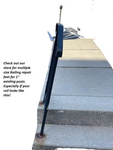Load image into Gallery viewer, NO Welding Repair 1" Outdoor 3 Step+ Railings Rusty Post Mount 3 3/4" Repair Bracket Bases Loose Metal Rails-Rail Repairs for 1" Square Tube Legs - Broken Handrail Posts 3" Base Black Paint/Bolts
