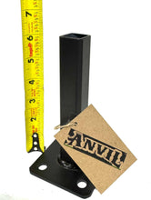 Load image into Gallery viewer, Railings Steps Square Tube or Solid Post Base Mount Repairs 6" Repair Length, Needs Welding Bracket Repair Bases for 1" Posts Exterior Rusted Metal Rails Broken Out of Cement w Bolts! Black Paint