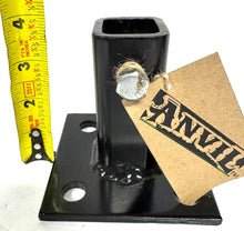 Load image into Gallery viewer, 4" Step Railing repair Post Mount Deck handrail black metal Posts-rusted out of the concrete-1" post Slip-Fit Inside Bracket NO Welding needed! Black PowderCoated