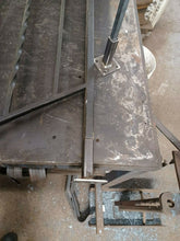 Load image into Gallery viewer, Fix loose outdoor Handrail posts for 1" Rusted Handrail broken post base No welding slips inside rails 1" square hollow only(5) 6" (1) 8" on 3" plate Black paint w Bolts
