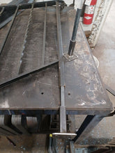 Load image into Gallery viewer, Fix loose outdoor Handrail posts for 1" Rusted Handrail broken post base No welding slips inside rails 1" square hollow only(5) 6" (1) 8" on 3" plate Black paint w Bolts