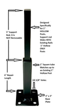 Load image into Gallery viewer, Anvil Railing Base Repair mount for 1" rusted metal posts 6" repair length 2 pk NO WELDING NEEDED! Bracket SLIPS INSIDE Existing 1" Rail Post