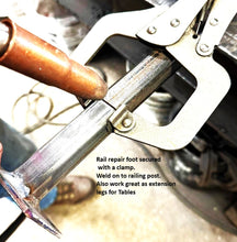 Load image into Gallery viewer, Repair 1" Outdoor Rusty IRON Railings 4" Repair mount Needs Welding-On posts broken out of cement Black paint w bolts