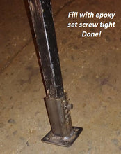 Load image into Gallery viewer, ANVIL No Welding Broken 2+ Step Railing Post Repair Base 3 3/4" H.- FIX Handrails Loose Rusty Metal Outdoor Posts - 1" Hollow Or Solid Posts. Slip-Fit Over Existing 1" Leg Painted Black-w/Bolts