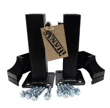 Load image into Gallery viewer, No Welding SLIP FIT 1" Rail Post Repair KIT 2 mounts w/base covers 6 1/2" high one inch rusted broke post pockets INSIDE Bracket Black w/ hardware
