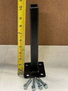 Weld on metal outdoor Handrail bracket 10” repair mount -1" rusty Railings Post- broken out of concrete w bolts Black paint