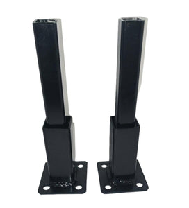 Decking Fence rails Broken 1 1/2" posts Repair Support Bracket Insert 2 pk NO welding needed! 4" H Railings rusty HOLLOW Banisters. Slips INTO existing Leg Black w/ Hardware