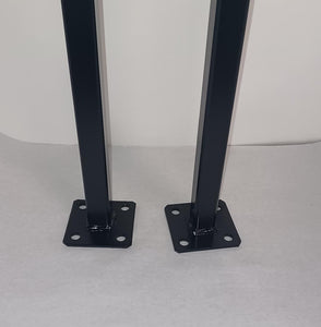 2 New Railing Leg post replacement 36" H. 1" x 1" Square post on 3" x 3" plate 3/8" holes Handrail repair posts Black paint Free Shipping!