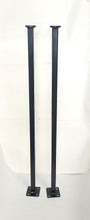 Load image into Gallery viewer, 2 New Railing Leg post replacement 36&quot; H. 1&quot; x 1&quot; Square post on 3&quot; x 3&quot; plate 3/8&quot; holes Handrail repair posts Black paint Free Shipping!
