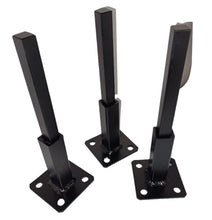 Load image into Gallery viewer, 4&quot; repair feet 3 pack on 3 x 3 plate Rusted Handrail broken posts No welding slips inside rails 1&quot; square hollow post includes hardware!
