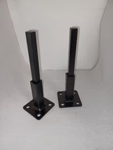Load image into Gallery viewer, 4&quot; repair feet 2 pack on 3 x 3 plate Rusted Handrail posts No welding slips inside rails 1&quot; square hollow post includes hardware!
