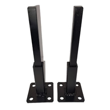 Load image into Gallery viewer, 3 3/4&quot; repair feet 2 pack on 3 x 3 plate Rusted Handrail posts No welding slips inside rails 1&quot; square hollow post includes hardware!
