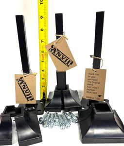 Wrought iron Handrail Black railing posts 4" repair post base for 1" post 3 pk KIT 3" plate Rusty metal Rails Loose posts No welding slips inside rails 1" square hollow post