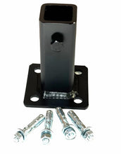 Load image into Gallery viewer, Fix 1&quot; Rusty metal Stair RAIL post Base 4&quot; Railing Repair Bracket NO Welding needed! Black Powder Coat concrete anchors
