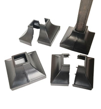 Load image into Gallery viewer, 1&quot; Rail posts exterior railing base skirt covers 4 pk post Snap ON New or Old Handrails. Black HD ABS plastic

