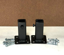 Load image into Gallery viewer, REPAIR RUSTY `Metal Rail Bases SLIP-FIT over 1&quot;RAIL posts 2 pk 3 3/4&quot; Broken Handrails No Welding Needed! Black w anchor bolts!
