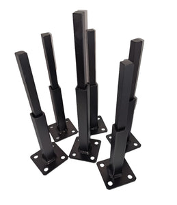 REPAIR BROKEN Rusted Handrail posts Bases No welding slips inside rails 1" hollow post (4)- 6" Repair feet (+2)- 8" on 3" plates  Black w/ hardware!