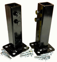 Load image into Gallery viewer, 1&quot; Handrail rusty METAL Post Base Repair Stair mounts (2) 6 1/2&quot; h. Broken posts SLIPS INSIDE NO Welding needed! Black Paint-hardware
