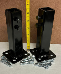 SLIP FIT Fence-Decks- Repairs for 1" outdoor metal porch stair railings 6 1/2" h 1" rusted broke leg/post slide INSIDE Base NO Welding needed! 2 pk Professionally powder coated Black w/hardware