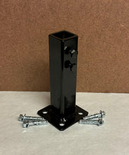 Load image into Gallery viewer, ANVIL 1&quot; Steel broke Outdoor RAIL post base 6 1/2&quot; Repair Bracket 2 set screws NO Welding needed! Black Powder Coat w-Bolts
